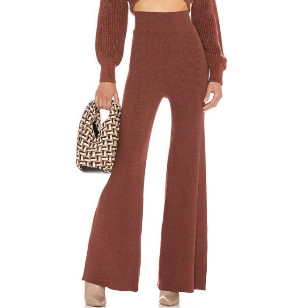 Free People Emilie Knit Pants in Cherry Cola Size S